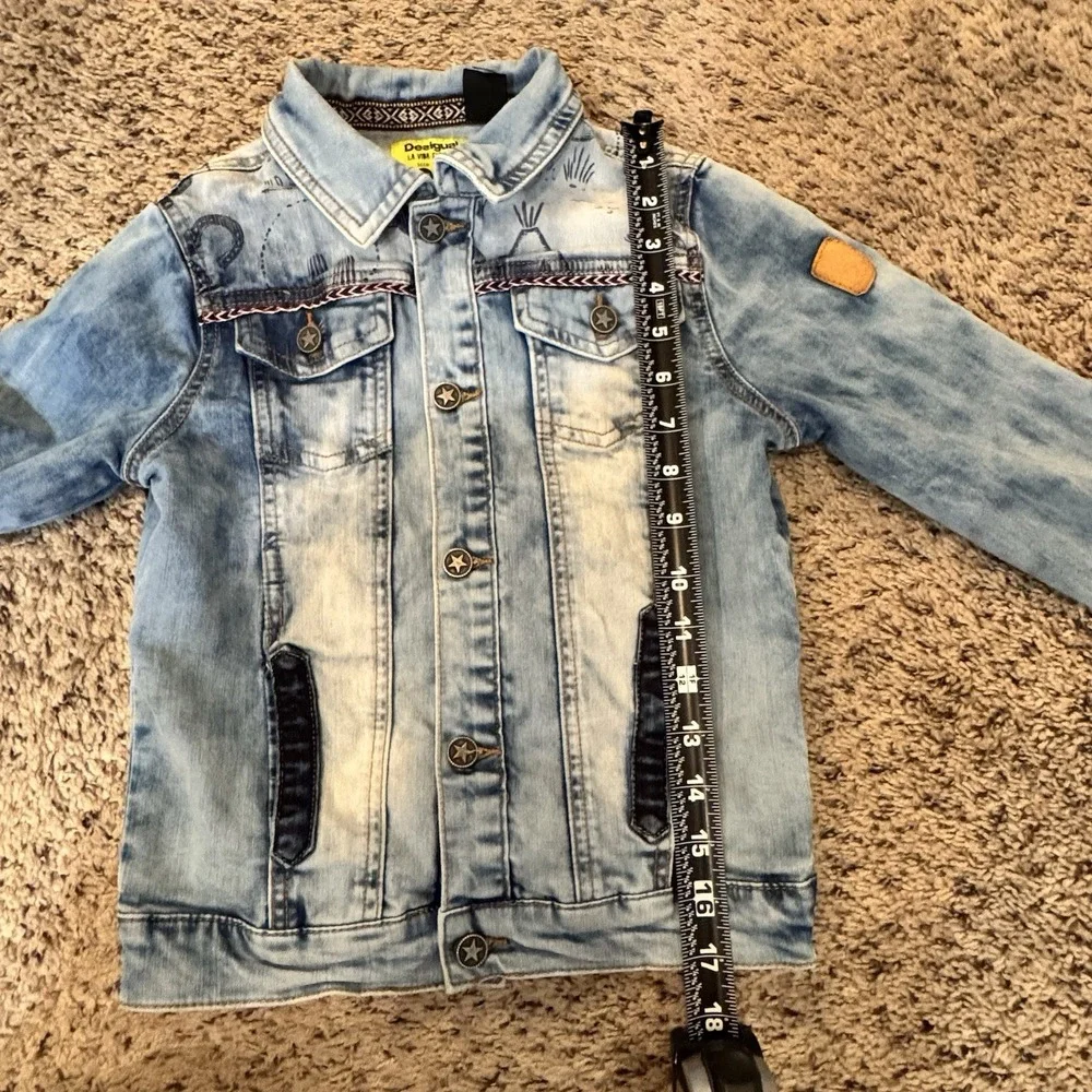 Desigual Girls 7/8 Western‎ Denim Jacket Bull Skull Embroidered Rodeo